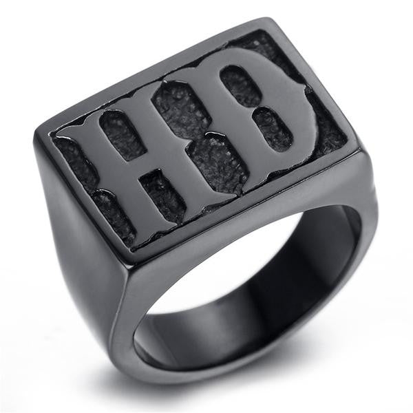(ONE TIME OFFER) Black Stainless Steel HD Biker Ring