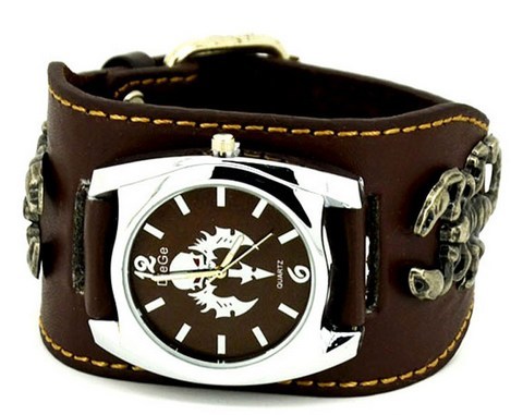 Image of Casual Watches - Leather Band Motorcycle Watch With Scorpions