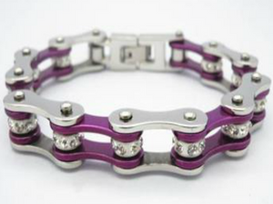 Purple Stainless Steel Bracelet With Crystals