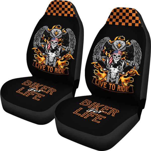 (On Sale) Biker For Life Car Seat Covers (Set Of 2)