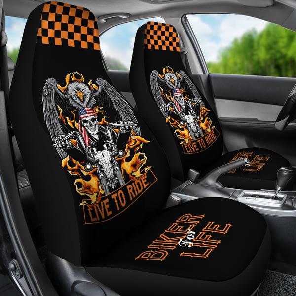 (On Sale) Biker For Life Car Seat Covers (Set Of 2)