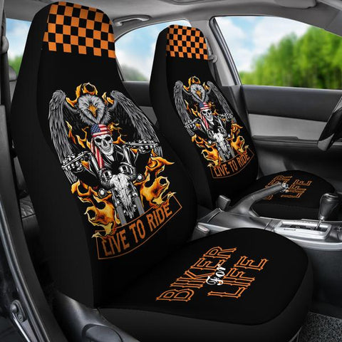 Image of Biker For Life Seat Covers (Set Of 2)