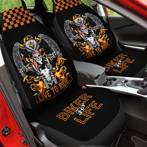 Image of Biker For Life Seat Covers (Set Of 2)