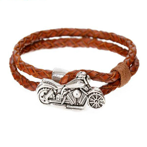 Image of Genuine Cowhide Leather Motorcycle Bracelet