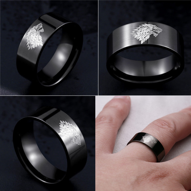 Titanium Steel Wolf Ring