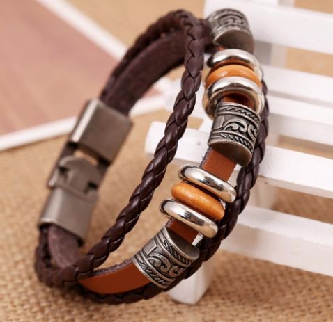 Hand Braided Brown Leather Bracelet