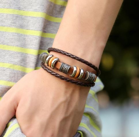 Hand Braided Brown Leather Bracelet