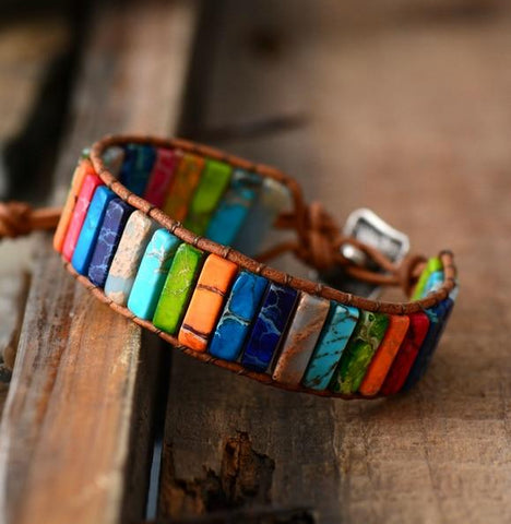 Image of 4 Handmade Multi Color Natural Stones Bracelets (Four Bracelets)