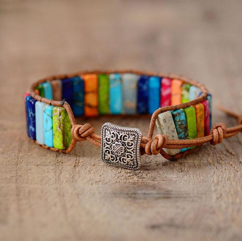 Image of 2 Handmade Multi Color Natural Stones Bracelets (Two Bracelets)