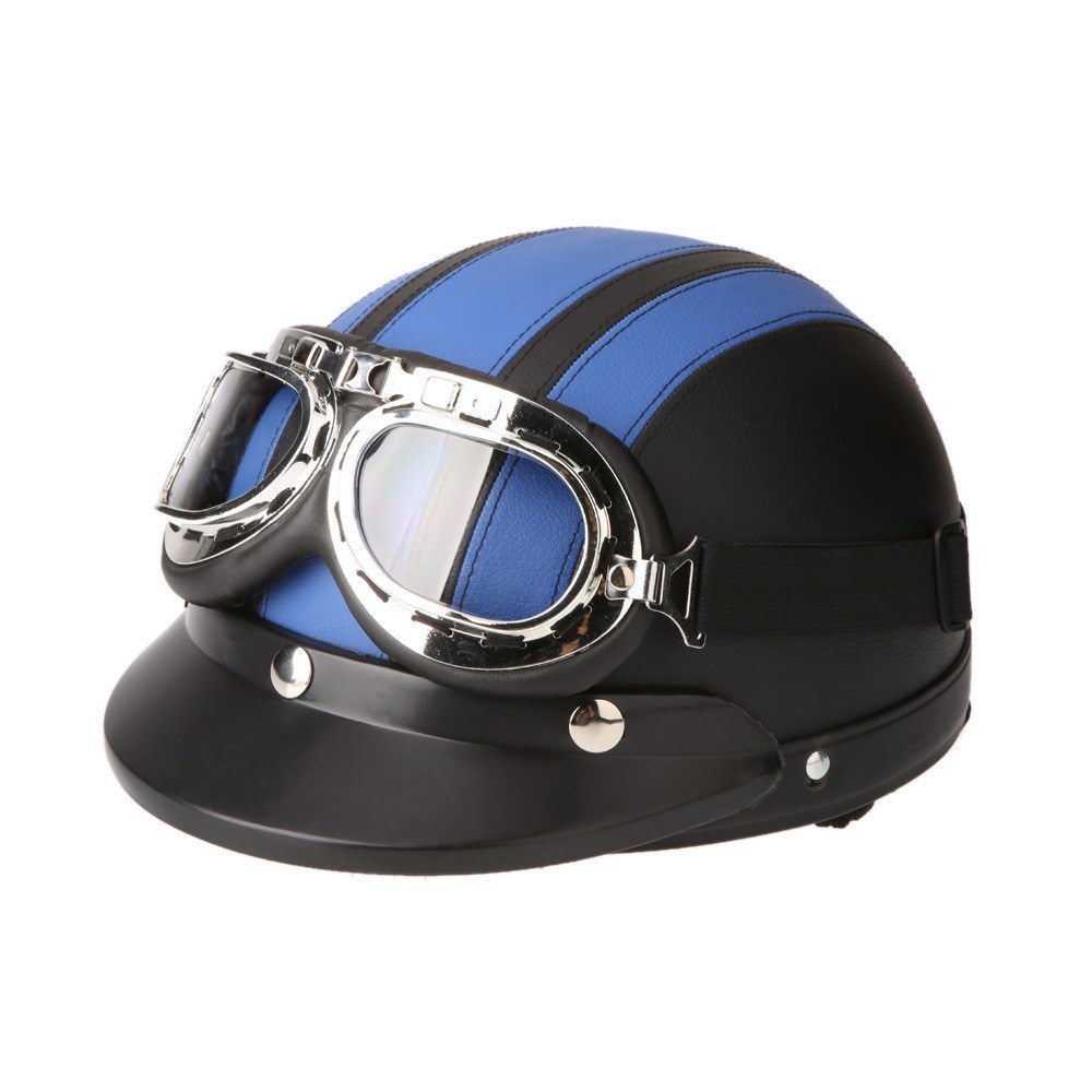 bluetooth german style motorcycle helmet Vintage German Style Helmet with Visor Goggles – Byker Gyrlz