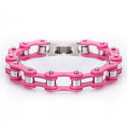 Pink Stainless Steel Chain Link Bracelet