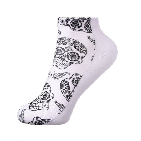 Image of Skull Print Low Cut Ankle Socks