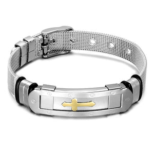 Stainless Steel Mesh Cross Bracelet