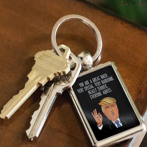 Image of 2 Trump Handsome Biker Keychains