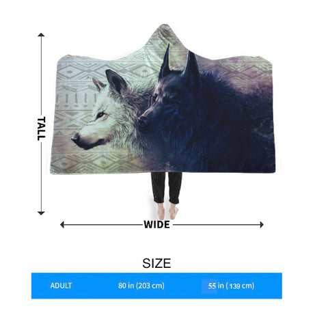 Image of Twin Wolves Hooded Blanket