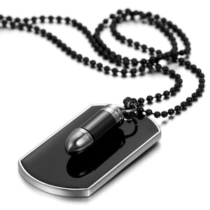 Stainless Steel Black Bullet Dog Tag