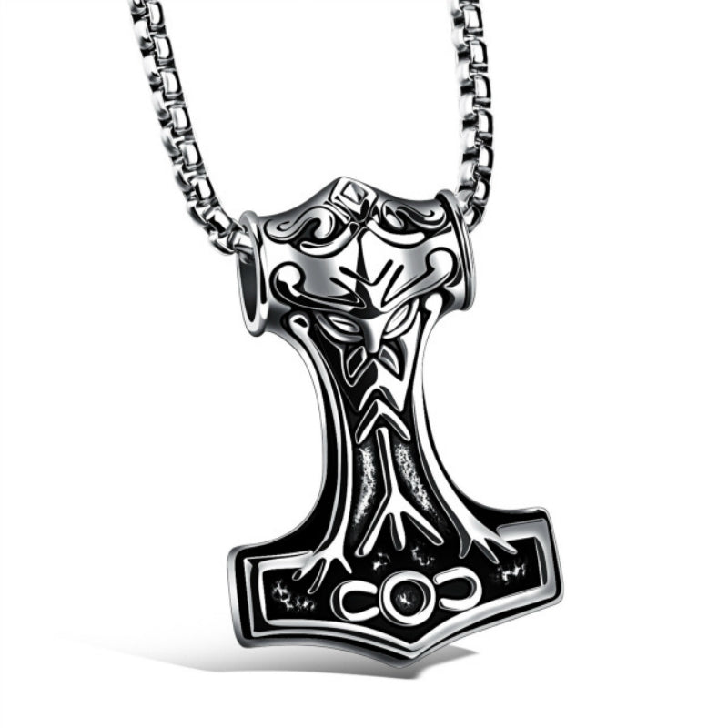 Stainless Steel Viking Hammer Pendant and Necklace Set