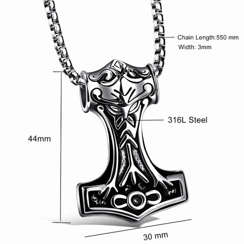Image of Stainless Steel Viking Hammer Pendant and Necklace Set