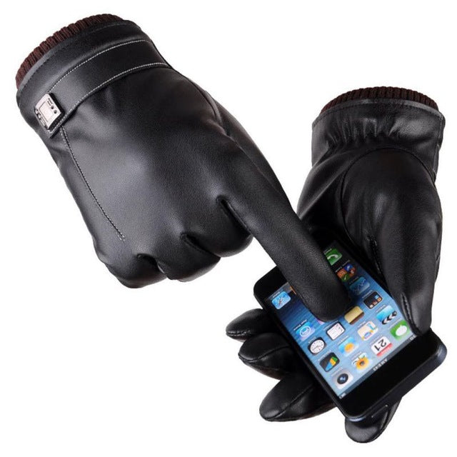 Cashmere Lined Leather Black Gloves