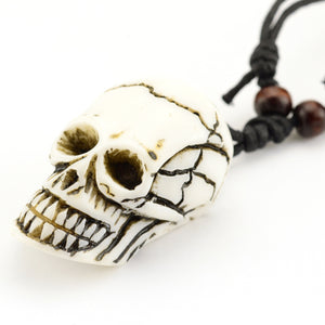 Handcrafted Wood Resin Skull Necklace