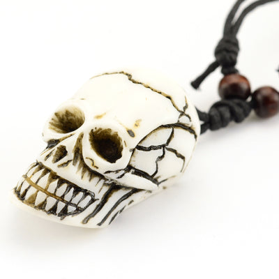 Image of Handcrafted Wood Resin Skull Necklace
